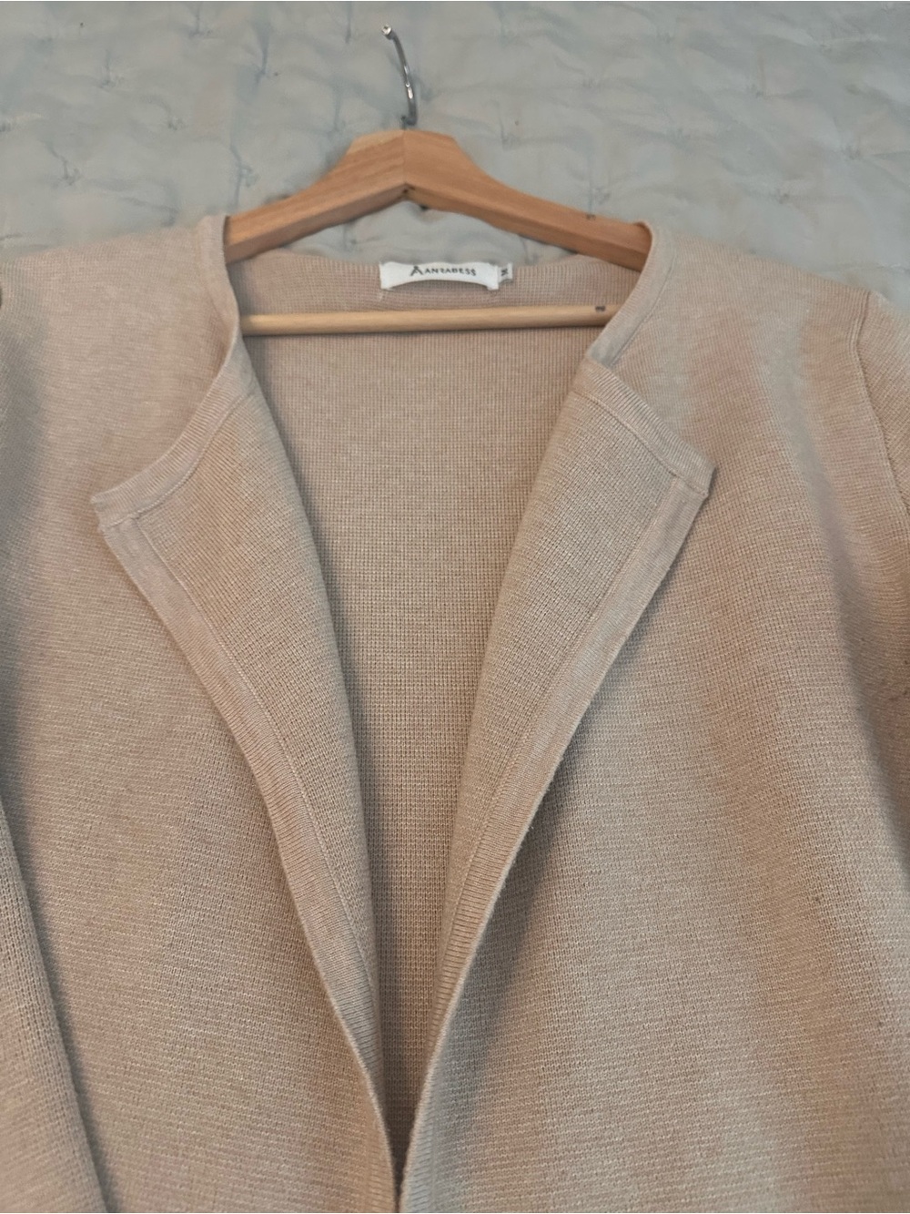 Annabelle Lightweight Collarless Knit Cardigan - Beige